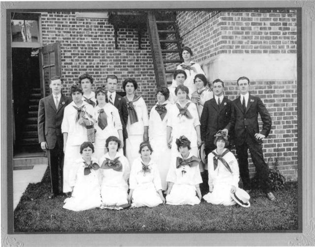 An Early Class of Jamesburg High School at 1911 Building